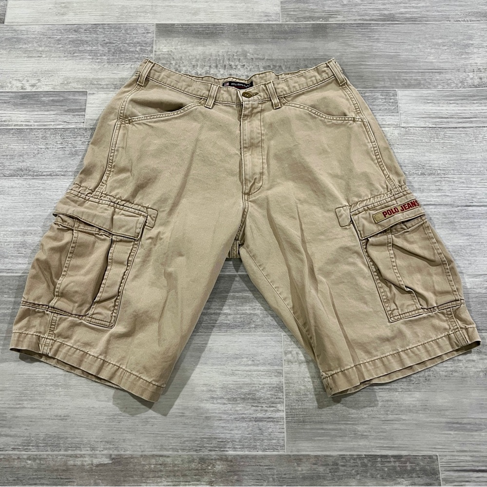 Ralph Lauren Shorts Men Size 31 Tan Vintage Polo Jeans Freighter Cargos Military